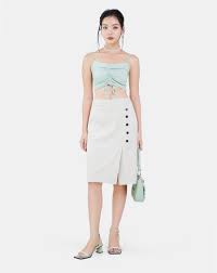 Chân váy Midi xẻ màu đen, nâu và xám nữ tính