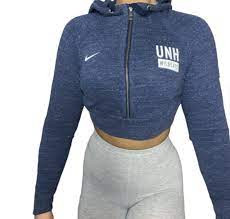 Unh X Nike Reworked Crop Zip Up Hoodie Alxs Reworks