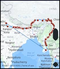 what is the driving distance from new delhi india to rangoon