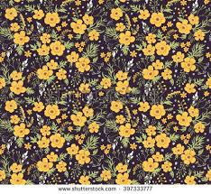 Beautiful Pattern In Small Flower Small Yellow Flowers Black Background Seamless Floral Pattern Small Flowers Small Yellow Flowers Small White Flowers
