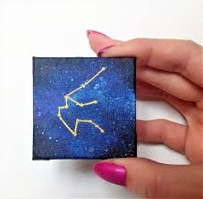Aquarius Zodiac Magnet Horoscope Aquarius Constellation Etsy In 2020 Mini Paintings Mini Canvas Art Small Canvas Art