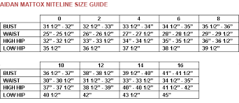 Aidan Mattox Size Guide