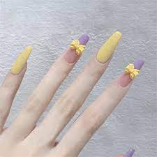 Purple and yellow nails