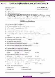Cbse Sample Paper Class 6 Science Set 1 Download Pdf