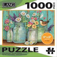 Lang jigsaw puzzles 1000 pieces. Jigsaw Puzzle 1000 Pieces 29 X20 Mason Flowers In 2021 Flower Puzzles Flower Artwork Mason Jar Flowers