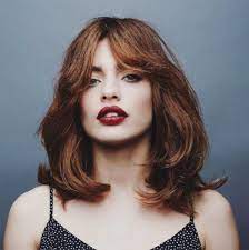 Image Result For Mid Length Haircuts With Curtain Bangs Hair Styles Thick Hair Styles Short Hair With Bangs