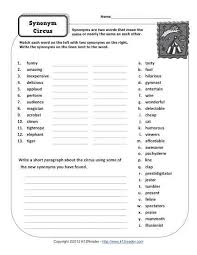 Synonym Circus 4th And 5th Grade Worksheets 5th Grade Worksheets Antonyms Worksheet Conjunctions Worksheet
