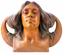 Zsolnay: Female head-sculpture finished in a Moon shape: „La Luna” (The  Moon)