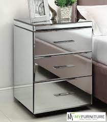 Rio Mirrored Bedside Table Chest Nightstand 3 Drawer Mirror Furniture Mirrored Furniture Mirror Bedside Mirrored Nightstand