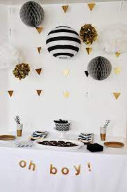 Black White Grey Gold Baby Shower Modern Baby Shower Penguin Baby Showers Gold Baby Showers