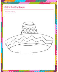 Fun interactive printable cinco de mayo coloring pages for kids to color online. Color The Sombrero Coloring Worksheet For Preschool Jumpstart