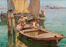 Angelo Brombo Italian 1893 1962 Prepping The Lines Oilon Lot 69051 Heritage Auctions Art Fine Art Painting European Art