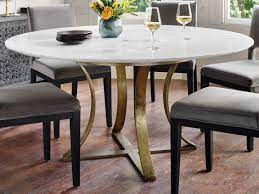 With the pedestal collection, eero saarinen resolved the ugly, confusing, unrestful world underneath tables and chairs. Four Hands Rockwell Cast Brass Polished White Marble 60 Wide Round Dining Table Fsirck144