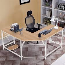 Dlandhome L Shaped Computer Desk 59 59 Composite Wood Metal Home Office Pc Office Table Design Large Corner Desk Desk