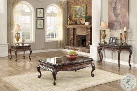 Table set includes one coffee table & 2 end tables. Mariacarla Dark Cherry Marble Top Occasional Table Set From Homelegance 3526 30 Coleman Furniture