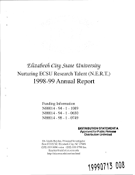Nurturing ECSU Research Talent (N.E.R.T.) 1998-99 Annual Report
