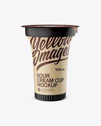 Matte Sour Cream Cup Mockup In Cup Bowl Mockups On Yellow Images Object Mockups Mockup Free Download Mockup Free Psd Cream Cups