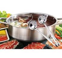 LP Living Plus Dual Sided Stainless Steel Shabu Shabu Hot Pot with Glass  Lid, 30cm