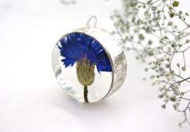 Cornflower Necklace Resin Necklace Flower Necklace Resin Etsy Resin Necklace Real Flower Jewelry How To Make Rings