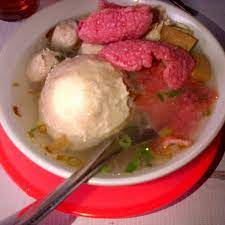 Traditional dish of chicken noodle soup from indonesia. Bakso Super Mie Sop Ceker Medan Sumatera Utara