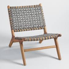 Solid Acacia Wood Paired With Flat Woven Weather Resistant Wicker Straps In Charcoal Gray Creates Visual C Accent Chair Set Outdoor Chairs Outdoor Patio Chairs
