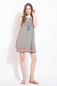 Love This Bohemian Print Thml Dress Featuring A Halter Neck Orange And Teal Embroidery And Tassels Great For Sp Melissa Dress Dresses Western Wear For Women