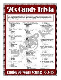 Win the super awesome great job prize by getting a perfect score in the 1920s trivia game! 1920s Candy Trivia Printable Game Personalize For Birthdays Anniversaries Candy Themed Parties A Candy Themed Party Trivia Printable Games