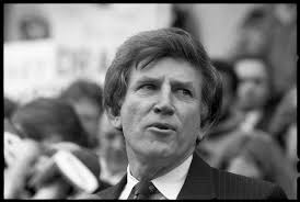 Gary Hart: close-up portrait while speaking at a rally during his bid for  the Democratic nomination for the presidency, December 16, 1987