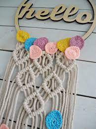 If you have trouble finding a suitable dowel for your macrame wall hanging, you can easily order them on etsy. Macrame Easter Wall Hanging Easter Decor Hello Sign Easter Wreath Easter Egg Crochet Applique Easter Wall Hanging Crochet Diy Disney Shirts