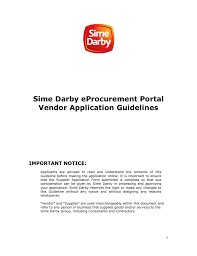 sime darby eprocurement portal vendor application guidelines