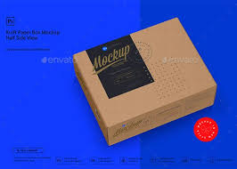 Download Kraft Paper Box Mockup Half Side View Box Mockup Paper Box Mockup