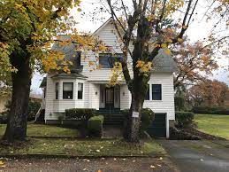 Immagine di una cucina contemporanea con lavello sottopiano, ante lisce, ante in legno scuro, paraspruzzi a finestra, elettrodomestici in acciaio inossidabile, pavimento in legno. Twilight Swan House Houses For Rent In St Helens Oregon United States
