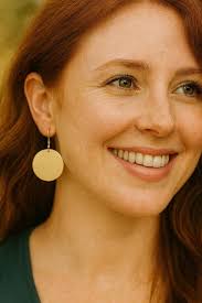 Real Gold Disc Drop Earrings