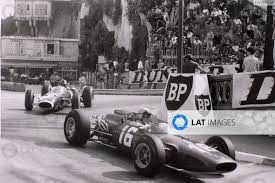 F1 grand prix cars from 1966 to 1972 (included) race g : 1966 Monaco Grand Prix Monte Carlo Monaco 22 May 1966 Lorenzo Bandini Ferrari 158 246 2nd Position Leads Graham Hill Brm P261 3rd Position Action World Copyright Lat Photographic Ref B W Print