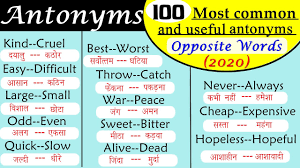 100 Most Common And Useful Antonyms à¤µ à¤² à¤® à¤¶à¤¬ à¤¦ à¤¸ à¤ à¤¬à¤¹ à¤¤ à¤¹ à¤à¤¸ à¤¨ à¤¤à¤° à¤ à¤¸ Opposite Words Youtube An antonym word list (word bank), listing common opposites. 100 most common and useful antonyms à¤µ à¤² à¤® à¤¶à¤¬ à¤¦ à¤¸ à¤ à¤¬à¤¹ à¤¤ à¤¹ à¤à¤¸ à¤¨ à¤¤à¤° à¤ à¤¸ opposite words