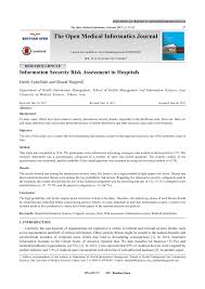 Some examples of the different categories included are adversarial threats (e.g. Pdf Information Security Risk Assessment In Hospitals