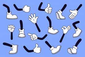 Cartoon Legs And Hands Comic Character Gloved Arm And Feet In Boots Retro Doodle Arms With Different Gestures Running And Walking Legs Illustration Set Th Cartoon Legs Comic Character Cartoon Eyes