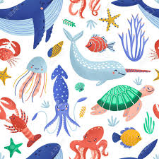 Its stomach becomes so stretched that it ends up translucent, so you can see. Seamless Pattern With Cute Happy Marine Animals Living In Ocean Royalty Free Cliparts Vectors And Stock Illustration Image 130219113