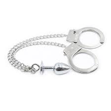 Intimate™ 2IN1 Metal Anal Plug with Handcuffs(Ankle Cuffs) Chain S&...