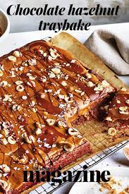 Chocolate Hazelnut Traybake With Salted Caramel Icing Recipe Recipe Baking Tray Bakes Tray Bake Recipes