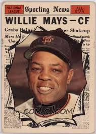 This covers mays' cards dating from 1951 through 1960. Willie Mays Sporting News Nl All Star Willie Mays Baseball Cards Sf Giants Baseball