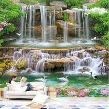Sold by q ueenie and ships from amazon fulfillment. Custom Large 3d Wallpaper Murals Hd Natural Scenery Waterfall 3d Landscape Painting Living Room Tv Background Wall Wallpapers Aliexpress