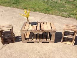 Pallet Coffee Table And End Tables Repurposed By Givetake On Etsy 390 00 End Tables Pallet Coffee Table Coffee Table
