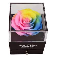 Neon pink/gold roses | basic white box | flower logo. Real Rose Acrylic Display Box 2 14 Romantic Gift Forever Flowers For Wife Girlfriend Home Decor Anniversary Valentine S Day Buy At The Price Of 8 93 In Aliexpress Com Imall Com