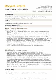 Junior Financial Analyst Resume Samples Qwikresume