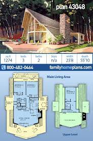 Contemporary Style House Plan 43048 With 3 Bed 2 Bath A Frame House Cabin House Plans House Plans