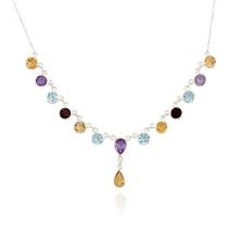 Citrine Necklace With Blue Topaz In Sterling Silver 13cts Sterling Silver Necklaces Blue Topaz Necklace