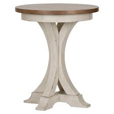 Liberty Furniture Industries Farmhouse Reimagined Round Chair Side Table Brown Round Chair Chair Side Table Wood Pedestal