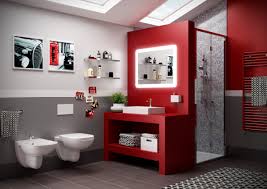 Standing renovation is with francesca puccio at brussels. Red And Gray Bathroom Awesome Decors
