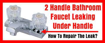 Many people attempt to turn the faucet handles tighter and inadvertently shred the seals although a plumber is needed to fix major problems, you can repair most broken washers, gaskets and seals yourself with a few special tools. 2 Handle Bathroom Faucet Leaking Under Handle How To Repair A Leaky Two Handled Faucet